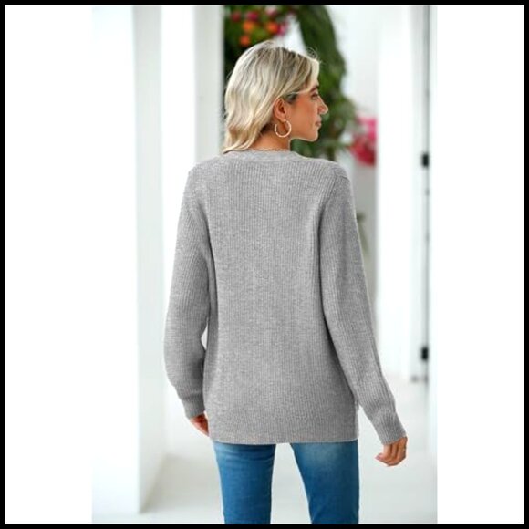 Chunky Knit Cardigan Sweater V Neck Button Up with Pockets Women's - Picture 3 of 7